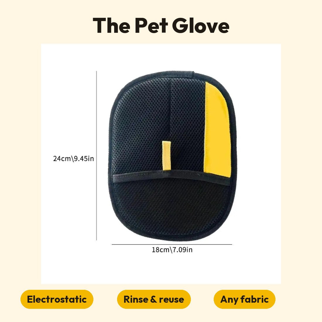 The CHICKEN DOG Pet Glove: electrostatic hair-removal mitt, 24 x 18 cm