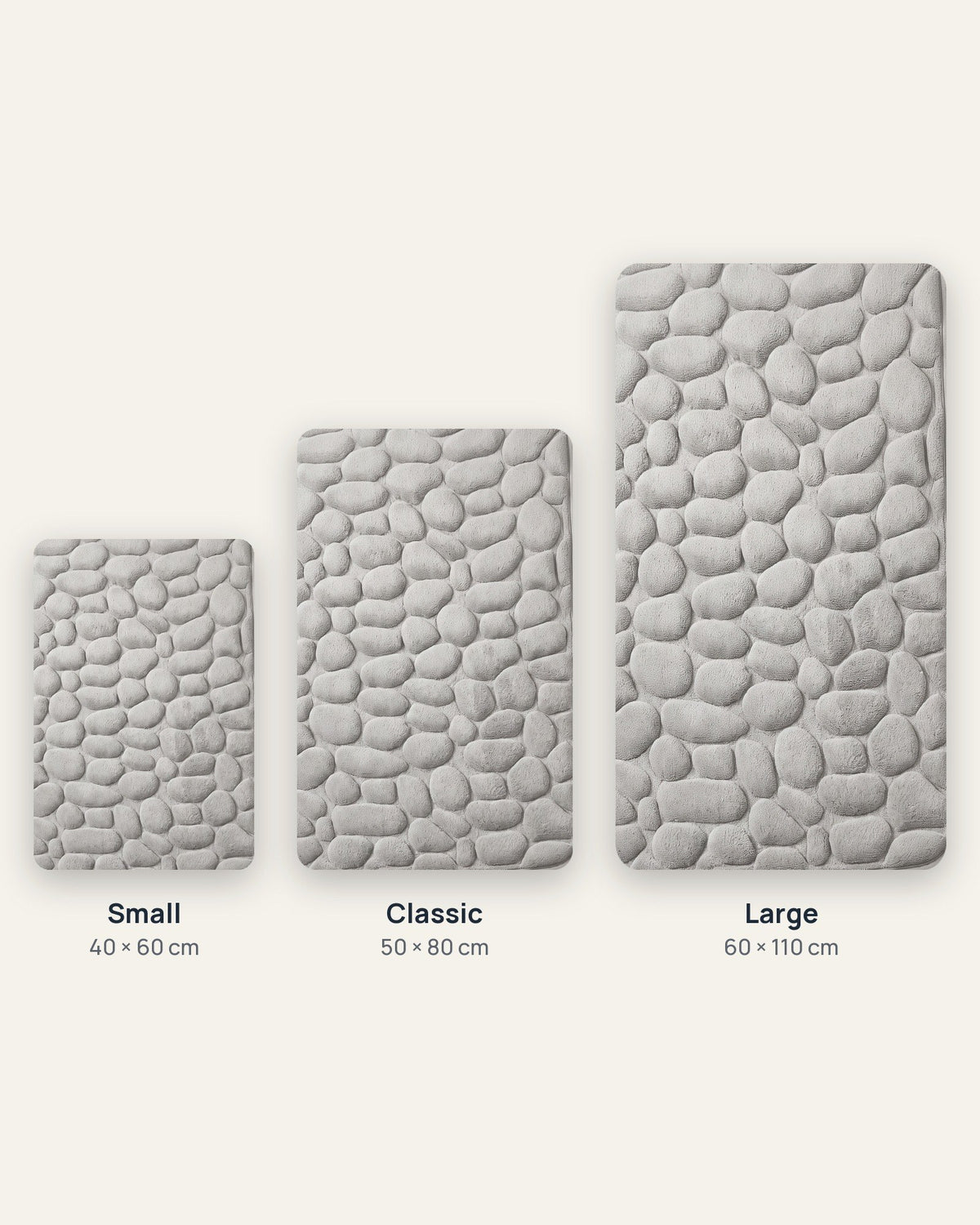 Three sizes: 40x60, 50x80 and 60x110 cm