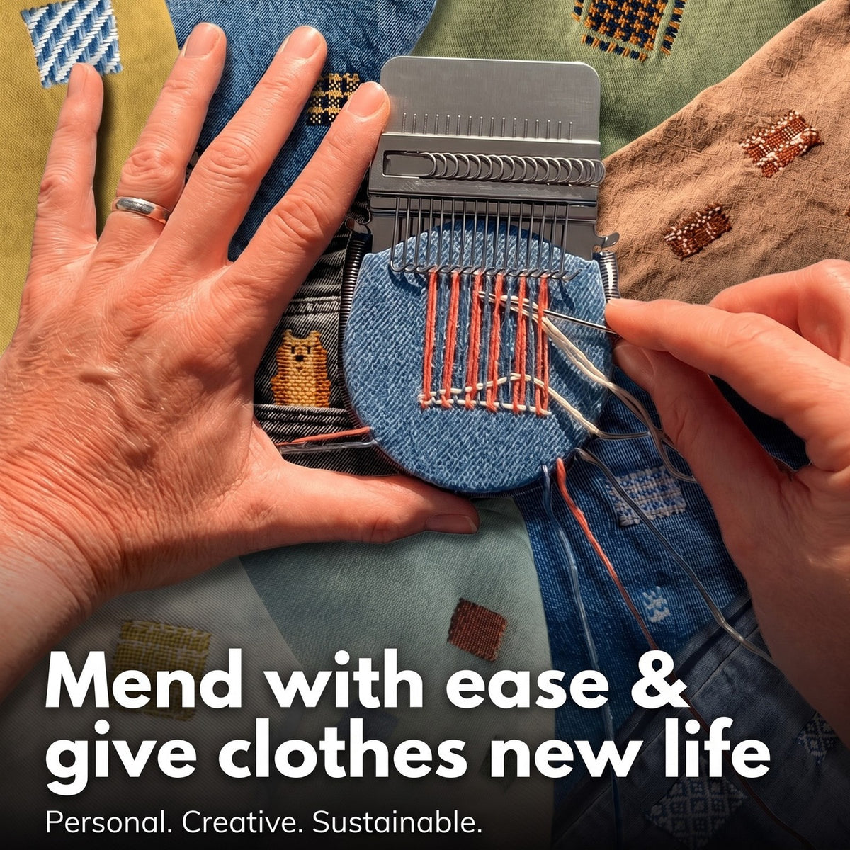 Mending jeans with the LAGA loom