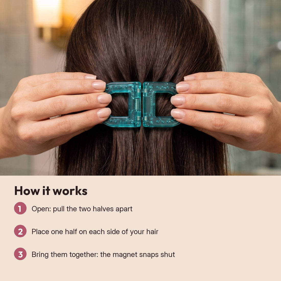 How the LOCKA magnetic clip works in three steps
