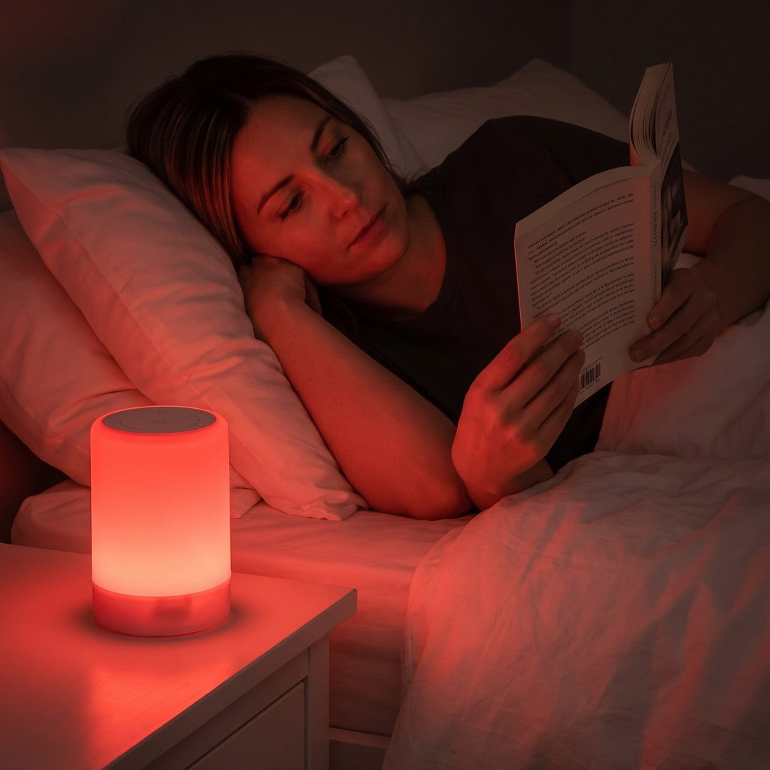 Reading in bed by LYSA's red light