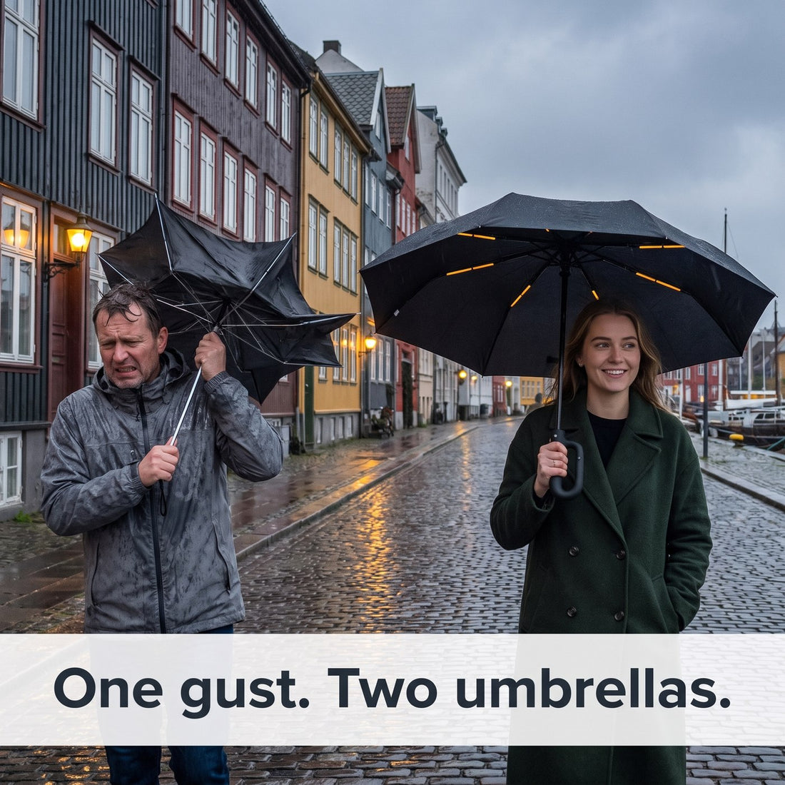 One gust, two umbrellas: REGNA stays open in the wind