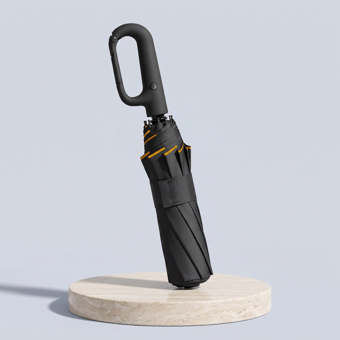 Black — REGNA storm umbrella with carabiner handle
