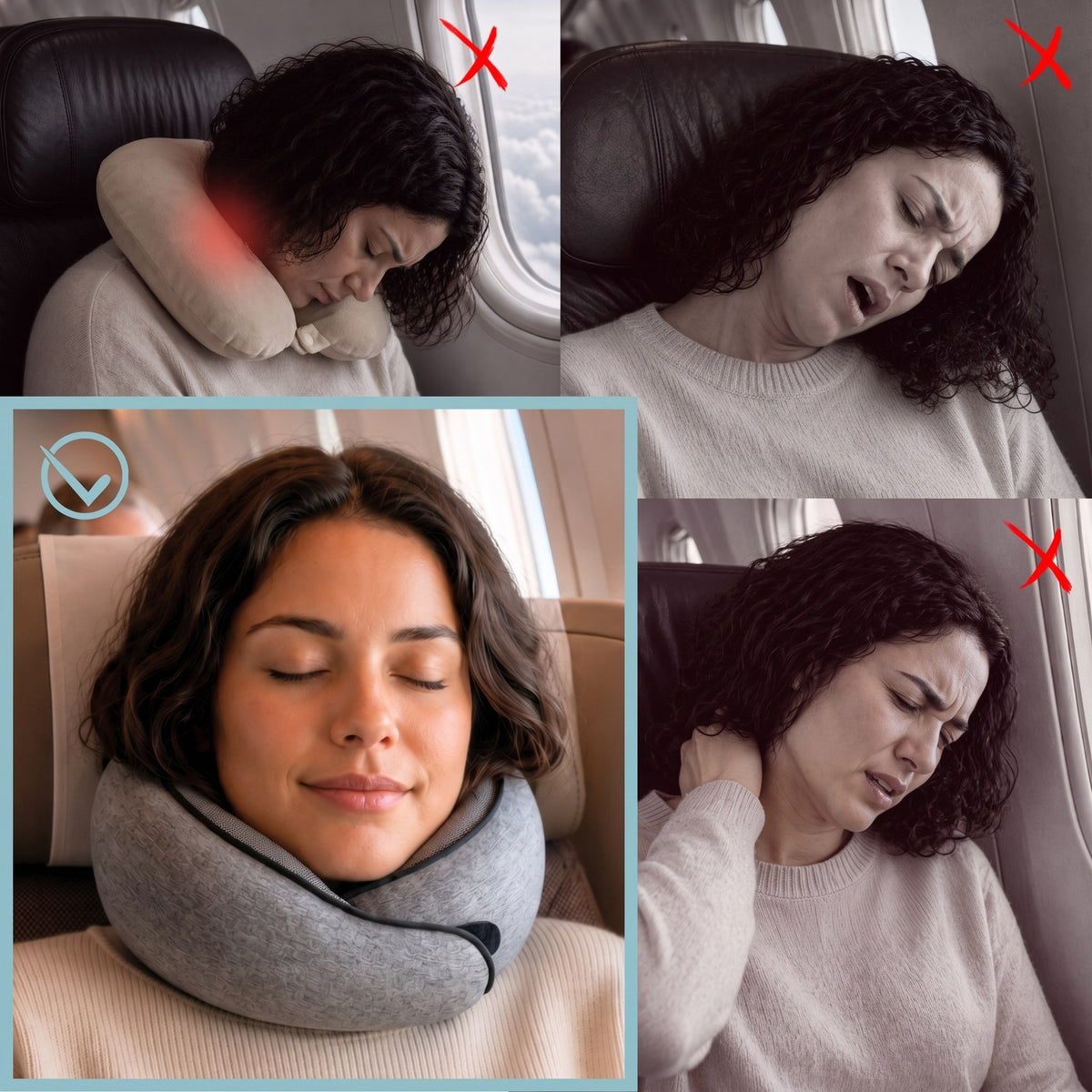 Head dropping, neck pain and a sore neck on a flight, and sleeping upright with SLUMRA
