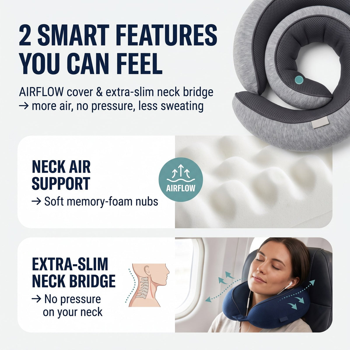 Airflow cover and extra-slim neck bridge