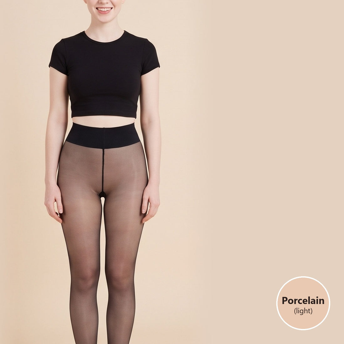 Porcelain shade VINTRA fleece-lined tights