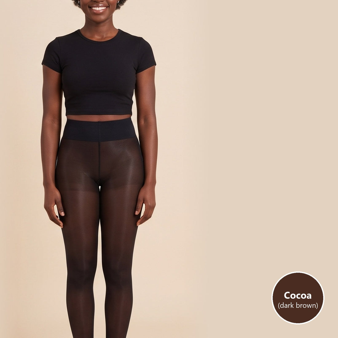 Cocoa shade VINTRA fleece-lined tights