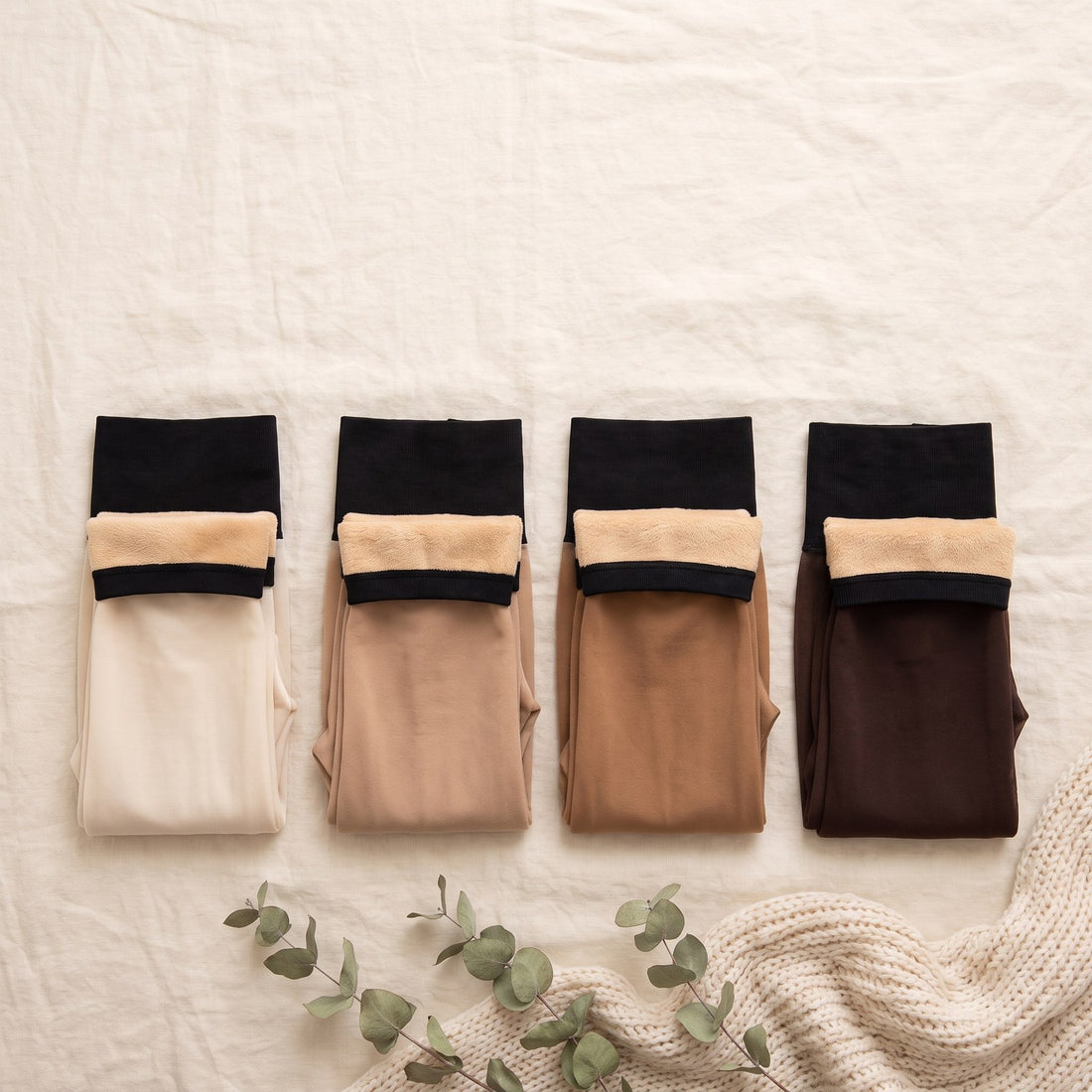 Four shades of VINTRA fleece-lined tights