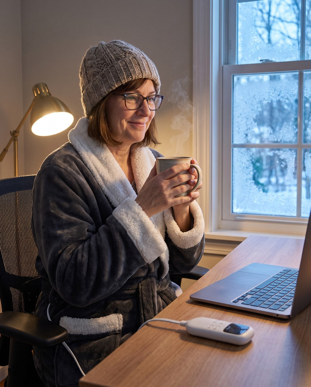 Warm at the desk in VARMA on a frosty afternoon