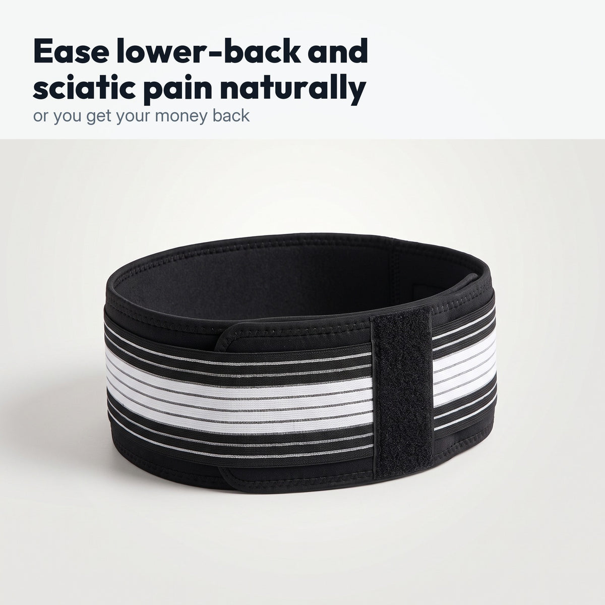 The LENDA SI Belt — black neoprene hip belt with striped elastic compression straps