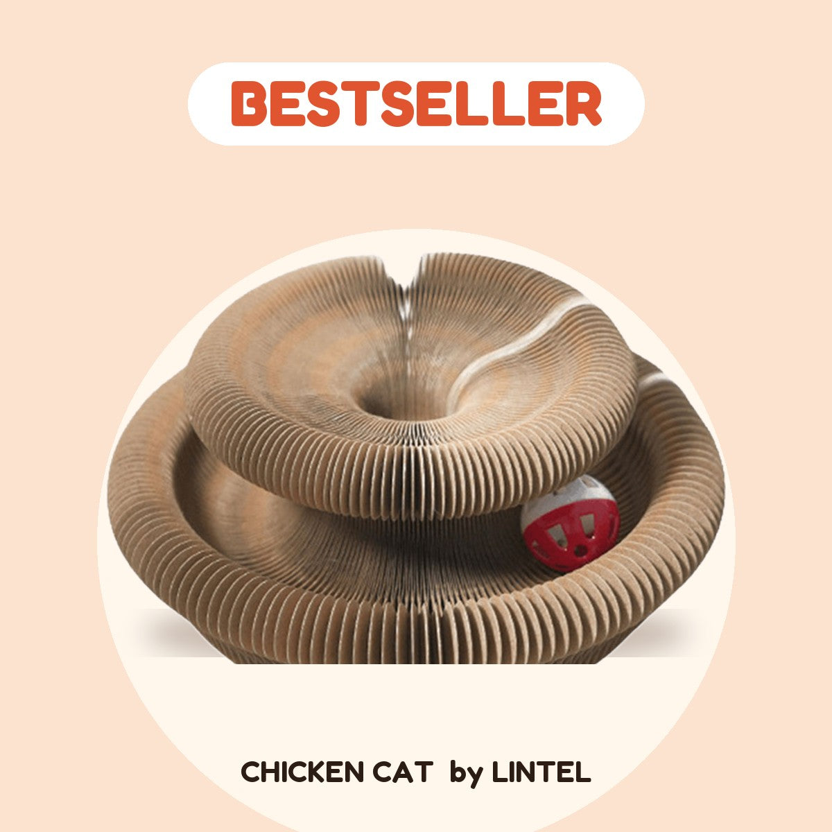 CHICKEN CAT shape-shifting cat scratcher with ball track