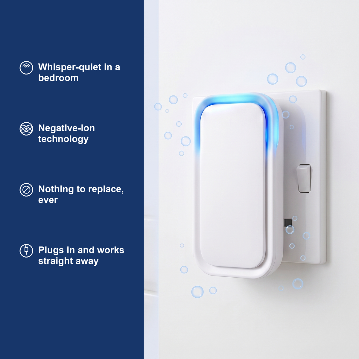 OAKWREN Air Ioniser: whisper-quiet, negative-ion, nothing to replace