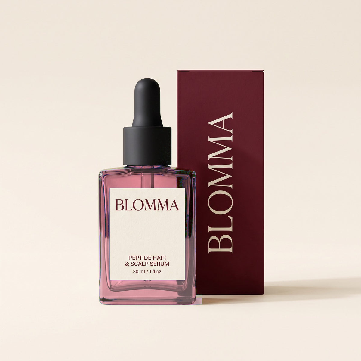 BLOMMA Peptide Hair + Scalp Serum, Rose Glass bottle with box