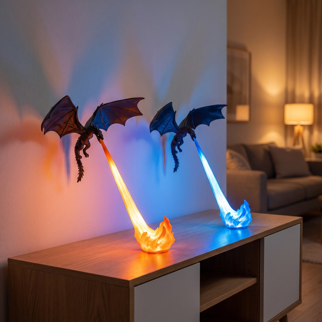 Orange and Blue Flame side by side