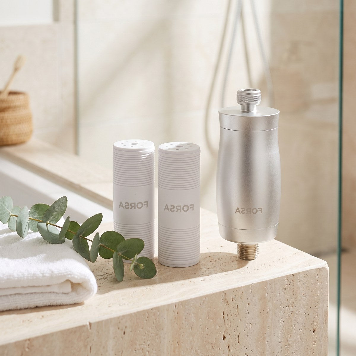 The FORSA starter bundle: shower filter and two replacement cartridges