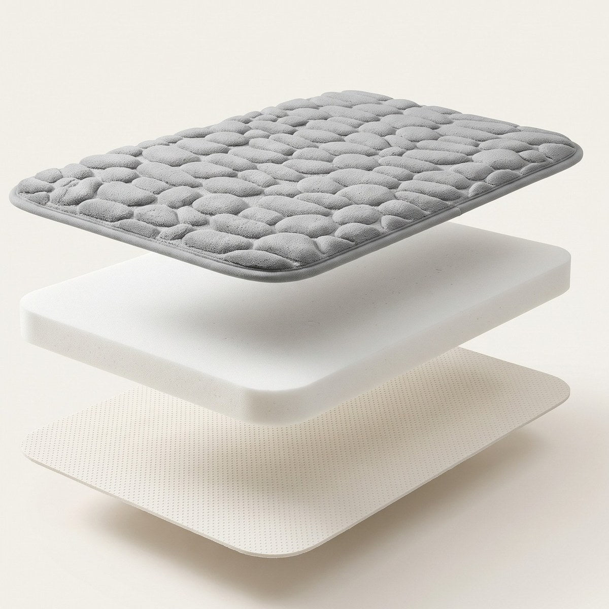 The three layers of the Pebble Bath Mat