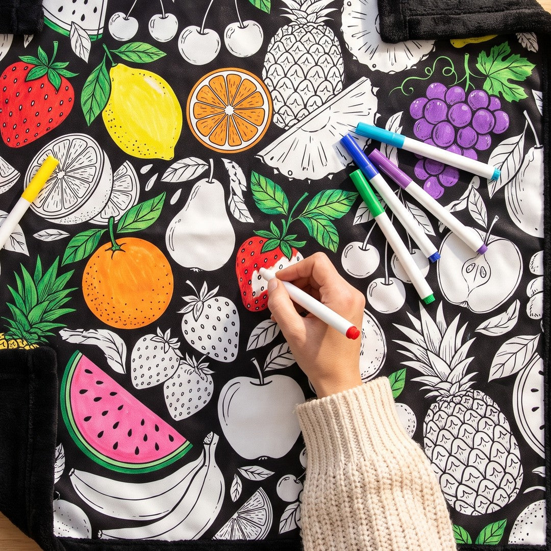 Colouring in the Fruits design