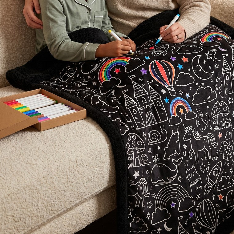Colouring the blanket again together
