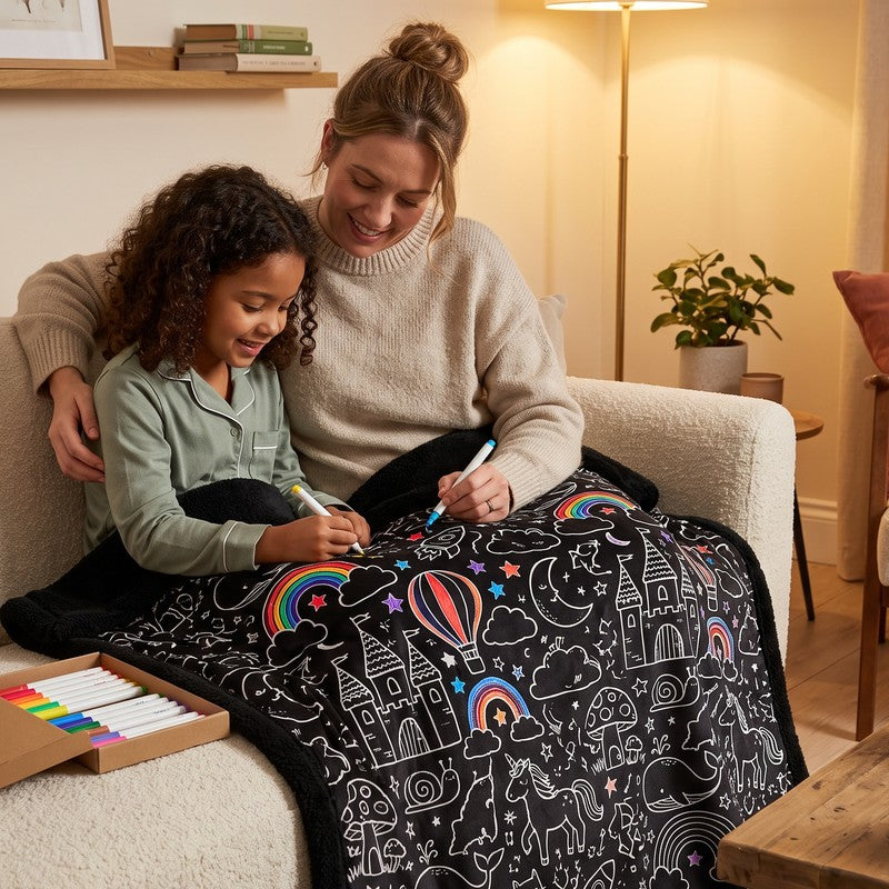 Mum and daughter colouring together