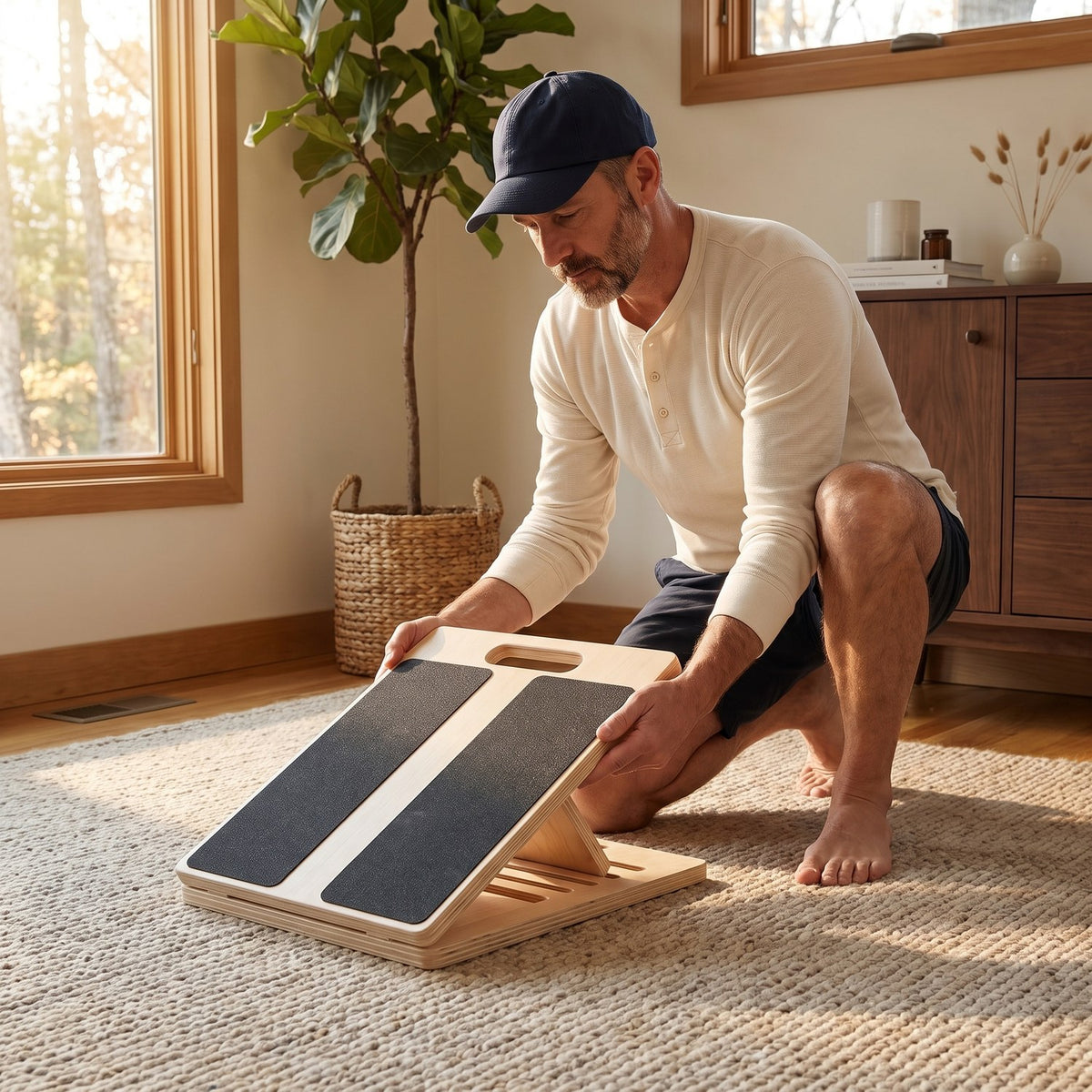 Setting the angle of the Incline Stretch Board at home