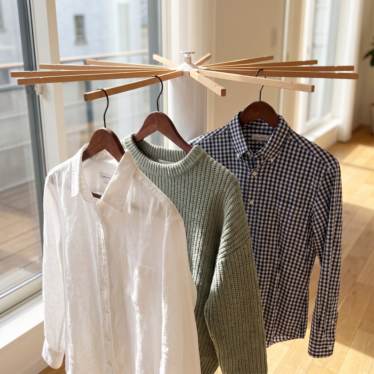 Shirts drying on hangers on LUFTA