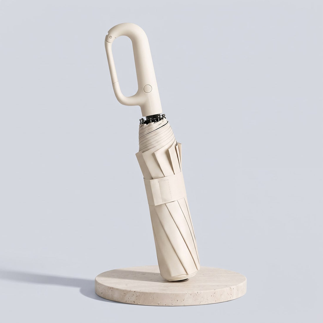 Beige — REGNA storm umbrella with carabiner handle