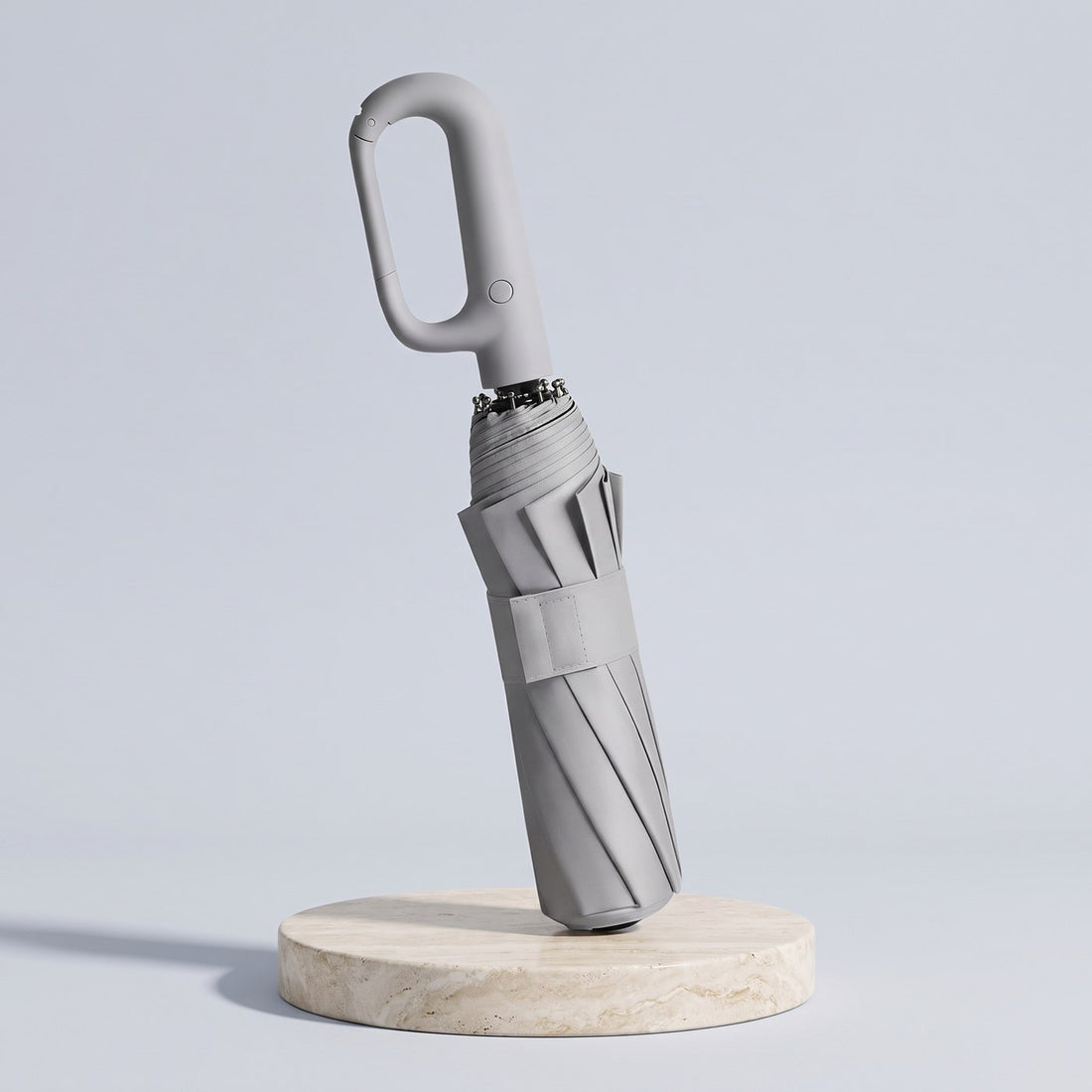 Grey — REGNA storm umbrella with carabiner handle