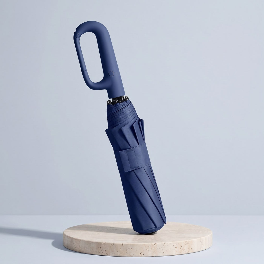 Navy — REGNA storm umbrella with carabiner handle