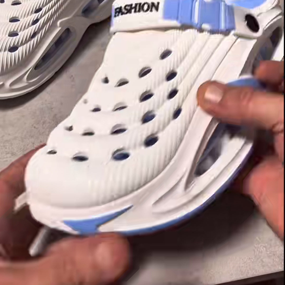 SVALA Cloud Clogs in Blue, up close