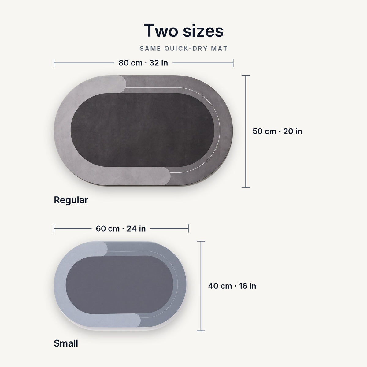 Two sizes: Regular 80 x 50 cm (32 x 20 in) and Small 60 x 40 cm (24 x 16 in)