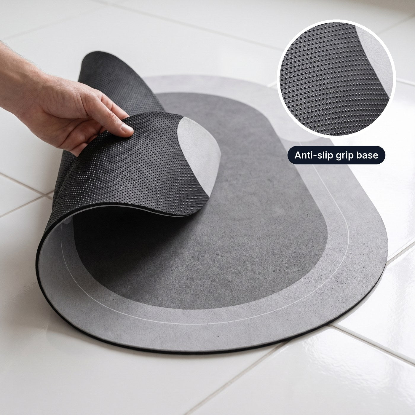 The black anti-slip grip base under the mat