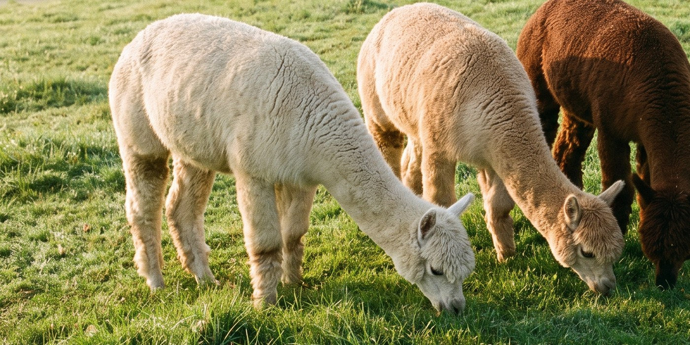 Cream, fawn and brown alpacas