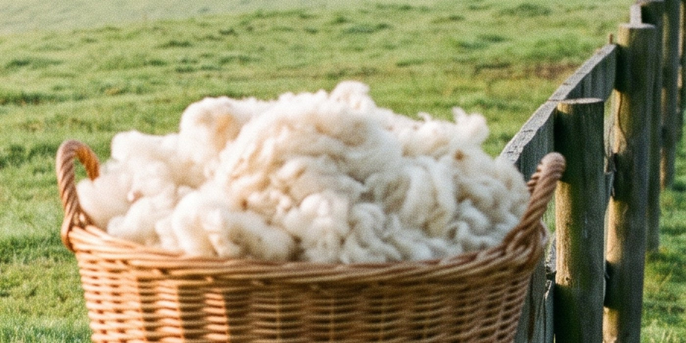 A basket of raw alpaca fleece