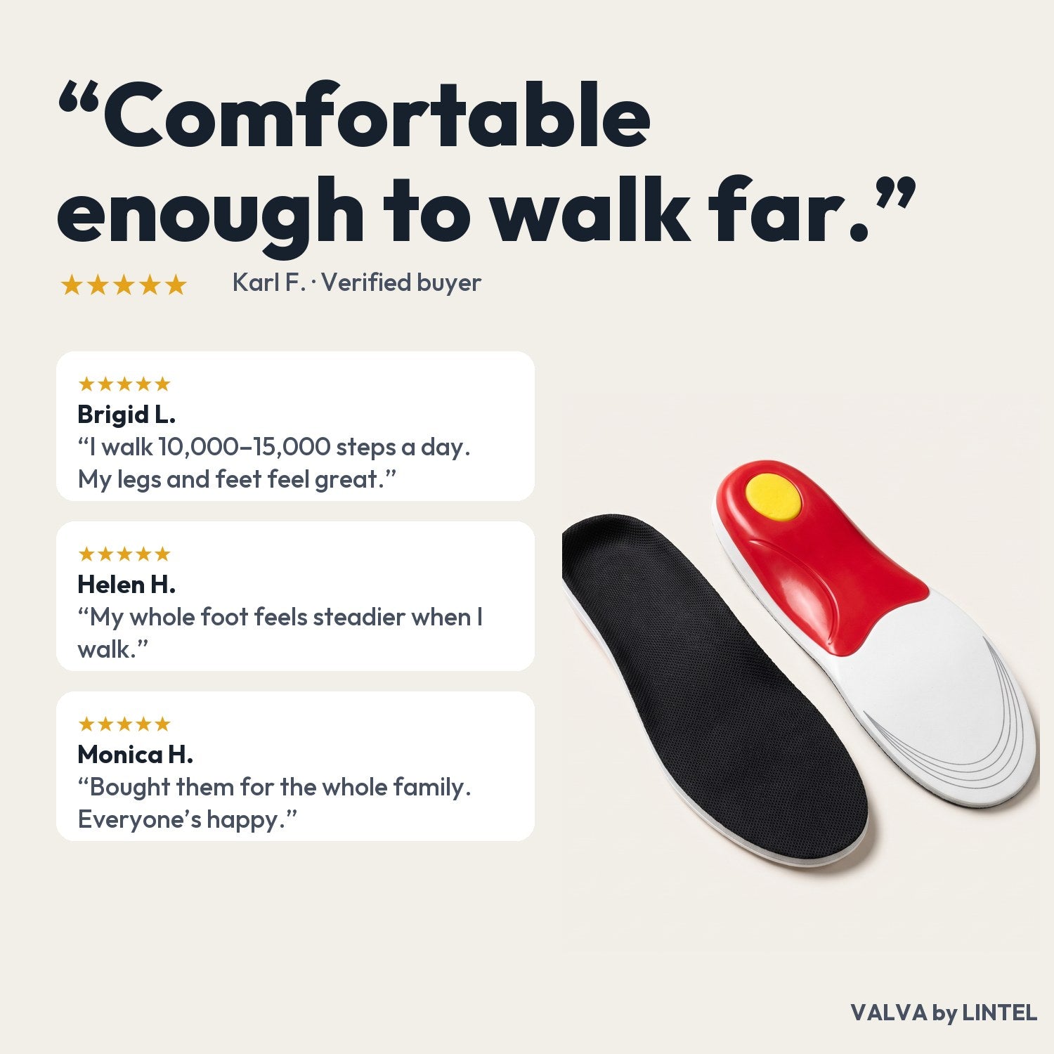 Reviews: comfortable enough to walk far